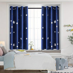 3 Layer Silvery Star Foil Printed Blackout Window Curtain