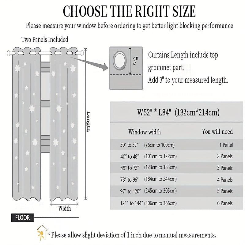 3 Layer Silvery Star Foil Printed Blackout Window Curtain