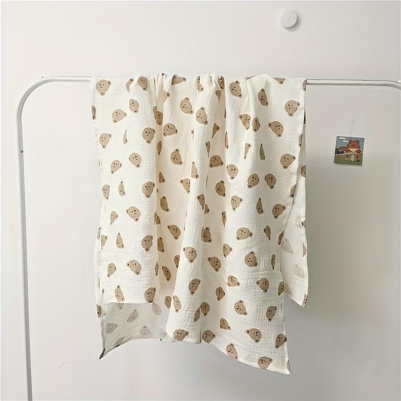 Soft & Cozy Bear Print Baby Blanket - Skin Friendly Bath Towel