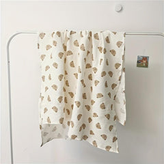 Soft & Cozy Bear Print Baby Blanket - Skin Friendly Bath Towel
