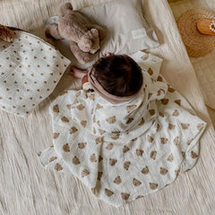 Soft & Cozy Bear Print Baby Blanket - Skin Friendly Bath Towel