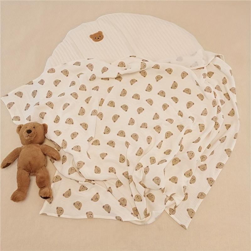 Soft & Cozy Bear Print Baby Blanket - Skin Friendly Bath Towel