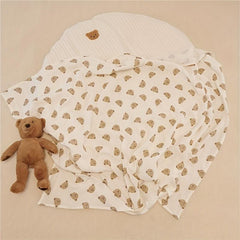Soft & Cozy Bear Print Baby Blanket - Skin Friendly Bath Towel
