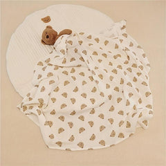 Soft & Cozy Bear Print Baby Blanket - Skin Friendly Bath Towel