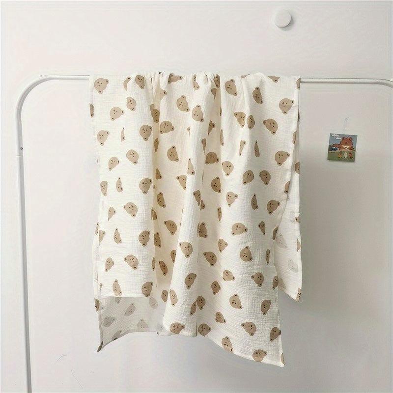 Soft & Cozy Bear Print Baby Blanket - Skin Friendly Bath Towel