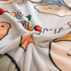 Kids Kitty Print Throw Blanket Soft Flannel Fleece