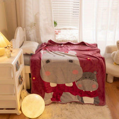 Kids Kitty Print Throw Blanket Soft Flannel Fleece
