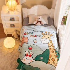Kids Kitty Print Throw Blanket Soft Flannel Fleece