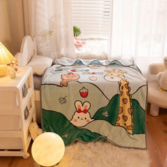 Kids Kitty Print Throw Blanket Soft Flannel Fleece