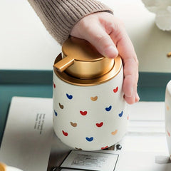 Ceramic Heart Pattern Lotion Dispenser Shower Gel Shampoo Liquid Soap Bottle