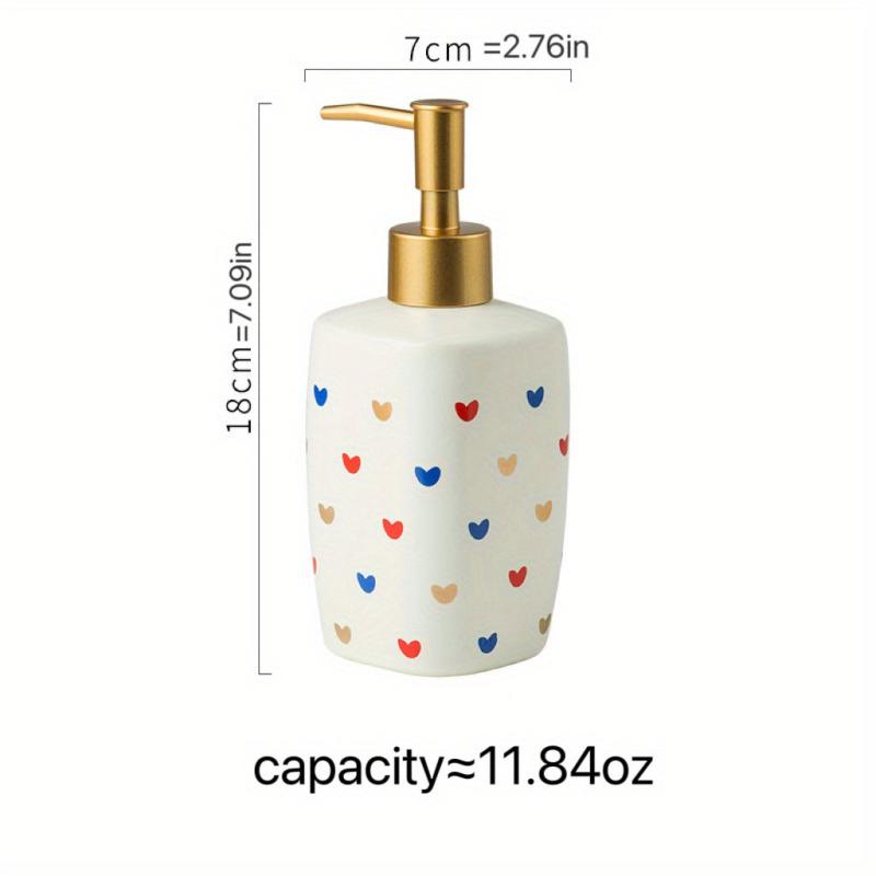 Ceramic Heart Pattern Lotion Dispenser Shower Gel Shampoo Liquid Soap Bottle