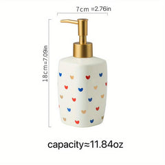 Ceramic Heart Pattern Lotion Dispenser Shower Gel Shampoo Liquid Soap Bottle