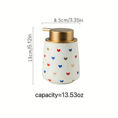 Ceramic Heart Pattern Lotion Dispenser Shower Gel Shampoo Liquid Soap Bottle