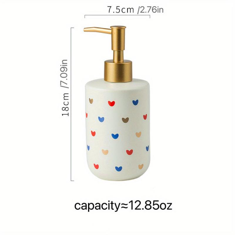 Ceramic Heart Pattern Lotion Dispenser Shower Gel Shampoo Liquid Soap Bottle