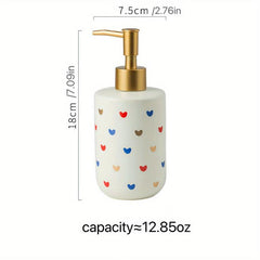Ceramic Heart Pattern Lotion Dispenser Shower Gel Shampoo Liquid Soap Bottle
