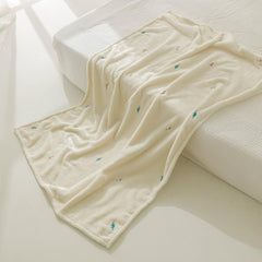 Bear Embroidered Baby Fleece Blanket Throw Quilt