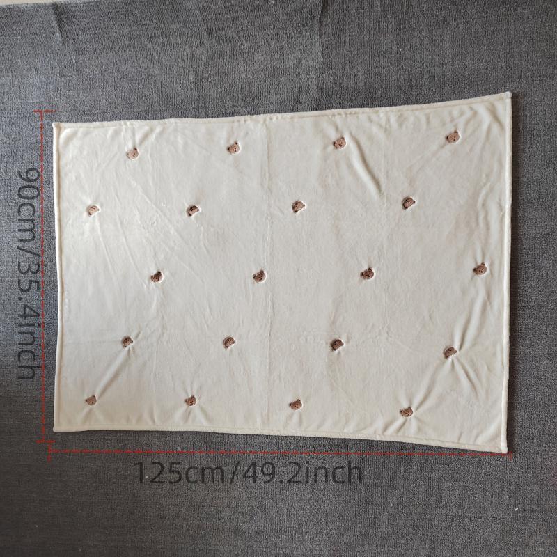 Bear Embroidered Baby Fleece Blanket Throw Quilt