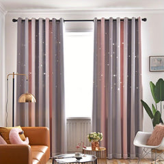 Children Kids Starry Sky Blackout Curtain with Grommet Top - Double Layer Tulle