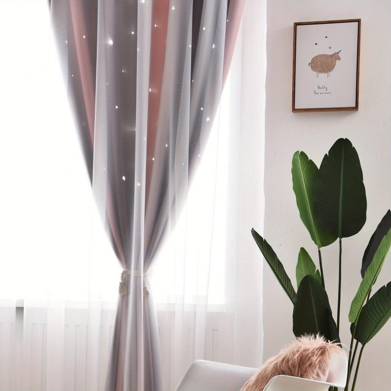 Children Kids Starry Sky Blackout Curtain with Grommet Top - Double Layer Tulle