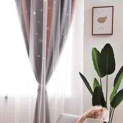 Children Kids Starry Sky Blackout Curtain with Grommet Top - Double Layer Tulle