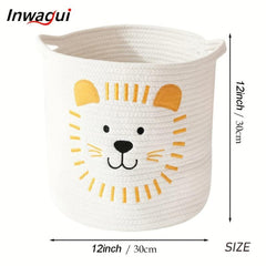 Kids Storage Basket Cotton Rope Woven Laundry Hamper Baby Nursery Lion