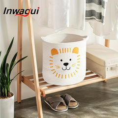 Kids Storage Basket Cotton Rope Woven Laundry Hamper Baby Nursery Lion