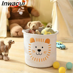Kids Storage Basket Cotton Rope Woven Laundry Hamper Baby Nursery Lion