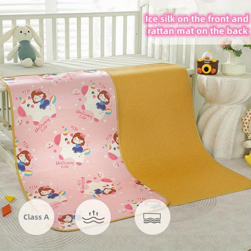 Cartoon Pattern Infant Child Summer Mat Ice Silk Rattan Mat