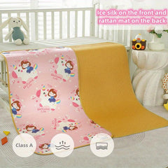 Cartoon Pattern Infant Child Summer Mat Ice Silk Rattan Mat