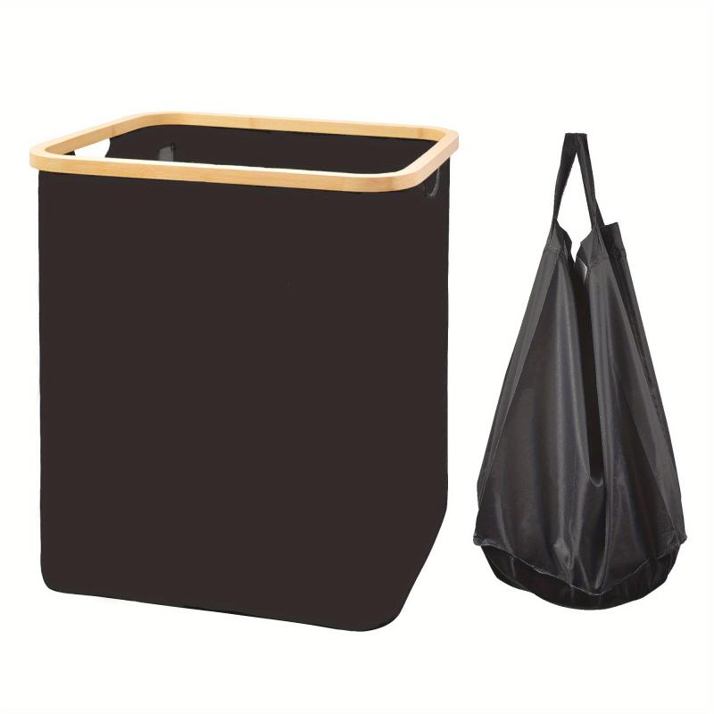 79L Foldable Laundry Basket Bamboo Handle Large Hamper Cotton And Linen