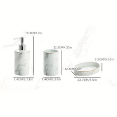 4 Piece Ceramic Bathroom Wash Up Set Soap Dispenser Soap Dish Toothbrush Holder