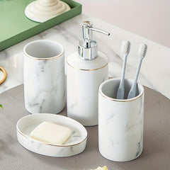 4 Piece Ceramic Bathroom Wash Up Set Soap Dispenser Soap Dish Toothbrush Holder