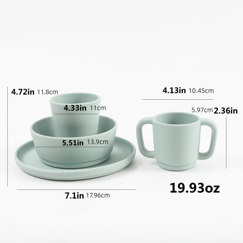 Silicone Tableware Set for Kids Plates Bowls Cups Baby Feeding Supplies