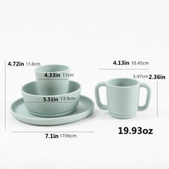 Silicone Tableware Set for Kids Plates Bowls Cups Baby Feeding Supplies