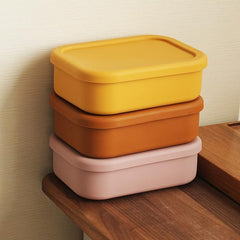 Silicone Kids Bento Lunch Box 3 Compartment Reusable Dividers Microwave