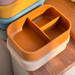 Silicone Kids Bento Lunch Box 3 Compartment Reusable Dividers Microwave