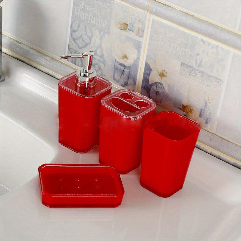4pcs Bathroom Accessories Set Soap Dispenser Soap Dish Toothbrush Holder Cup Sty