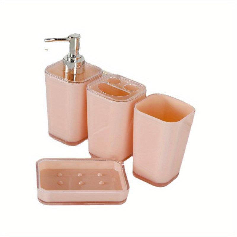 4pcs Bathroom Accessories Set Soap Dispenser Soap Dish Toothbrush Holder Cup Sty