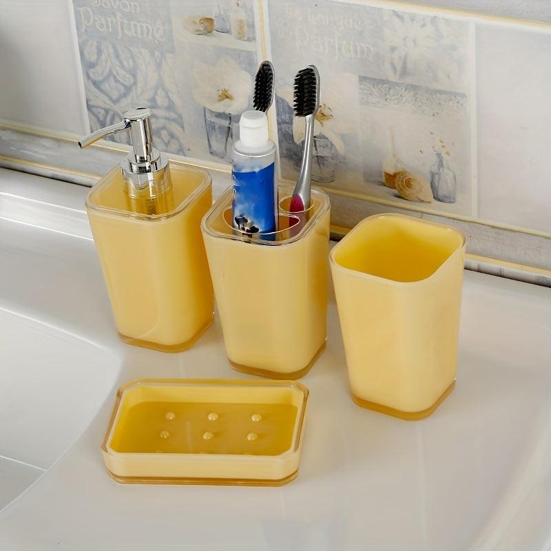4pcs Bathroom Accessories Set Soap Dispenser Soap Dish Toothbrush Holder Cup Sty
