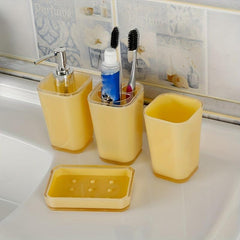 4pcs Bathroom Accessories Set Soap Dispenser Soap Dish Toothbrush Holder Cup Sty
