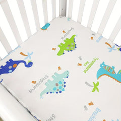 Cotton Crib Fitted Sheet Dinosaurs Baby Animal Dinosaur Nursery For Toddler