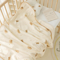 Baby Toddler Gauze Blanket Double Layer Cartoon Pattern Cover Quilt