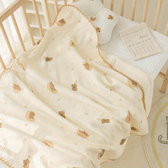 Baby Toddler Gauze Blanket Double Layer Cartoon Pattern Cover Quilt