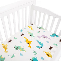 Green Dinosaur Children's Bed Fitted Sheet Soft Cotton