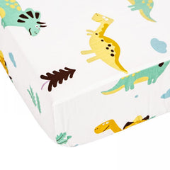 Green Dinosaur Children's Bed Fitted Sheet Soft Cotton