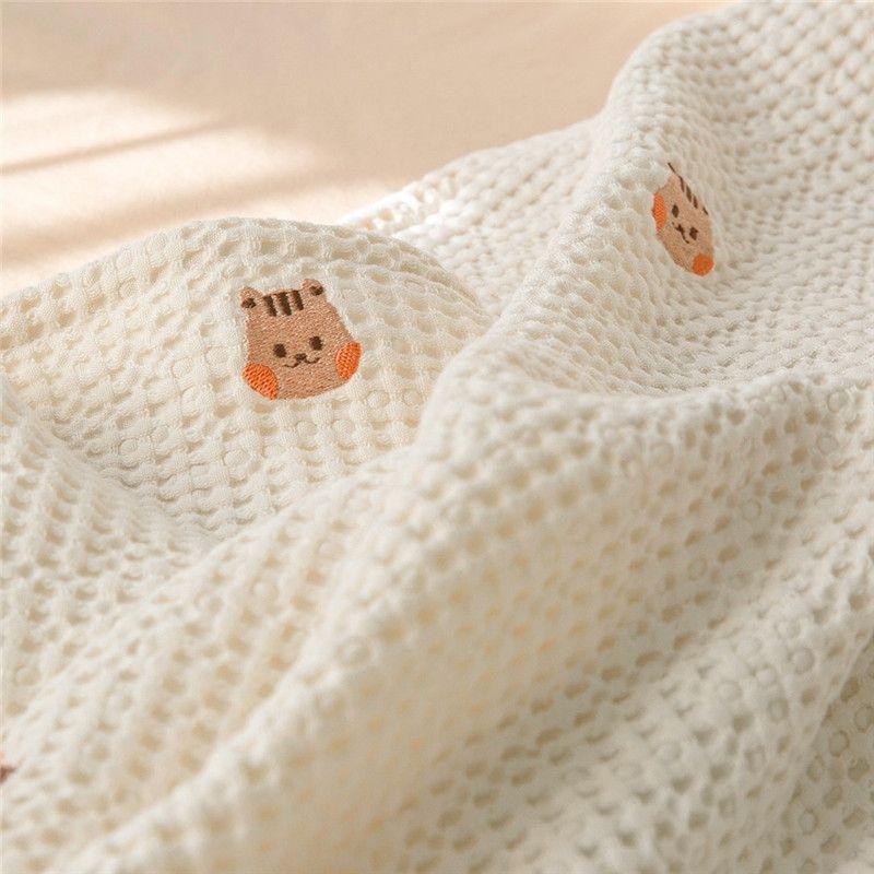 Children's Waffle Throw Blanket Modal Cotton Baby Infant Toddler Nap Out Embroid