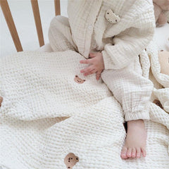 Children's Waffle Throw Blanket Modal Cotton Baby Infant Toddler Nap Out Embroid