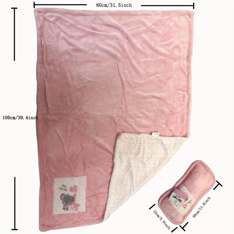 Baby Toddler Flannel Blanket With Pillow Cartoon Pattern Cover