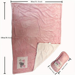 Baby Toddler Flannel Blanket With Pillow Cartoon Pattern Cover