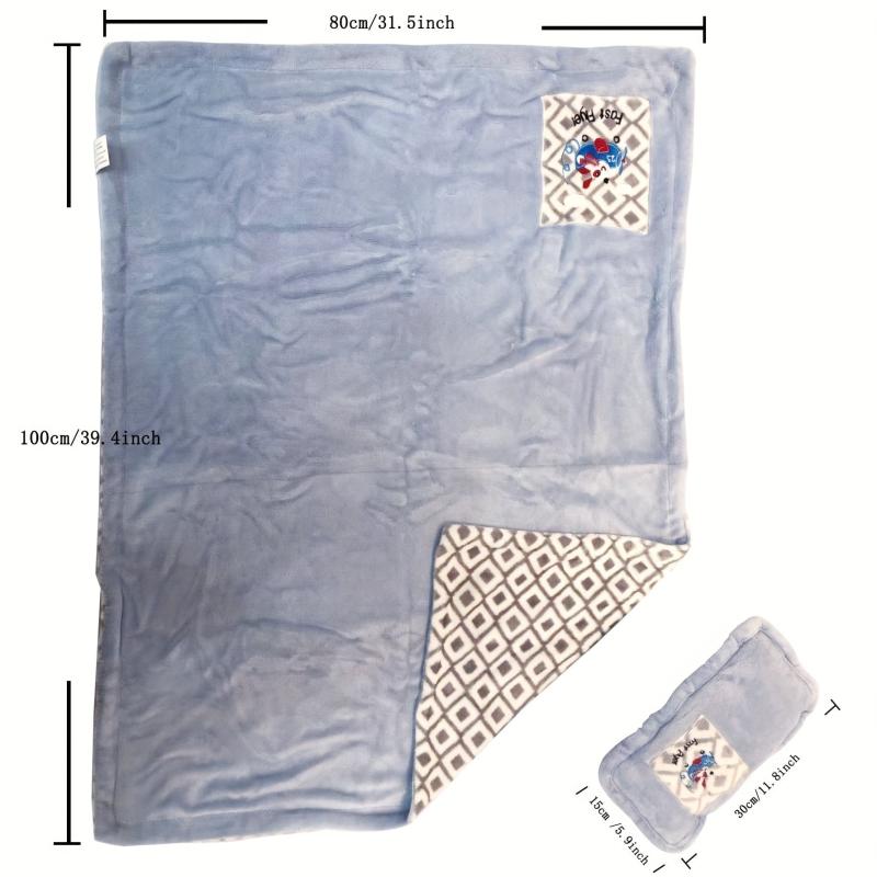 Baby Toddler Flannel Blanket With Pillow Cartoon Pattern Cover